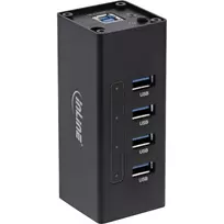 InLine USB 3.0 4 prievadų aktyvus USB šakotuvas su 2,5 A maitinimo šaltiniu, aliuminio korpusas