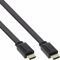 InLine HDMI Flat Cable High Speed su Ethernet auksuotas juodas 1m