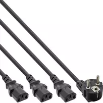 InLine Y maitinimo laidas 1x CEE 7/7 / 3x 3pin IEC C13 kištukas 16657I juodas 5m