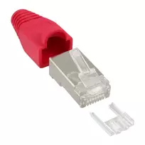 InLine RJ45 8P8C ekranuota jungtis su laidų įvedikliu ir lenkimo apsauga, raudona