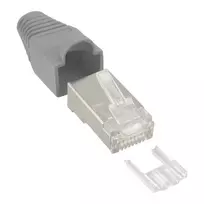 InLine RJ45 8P8C ekranuotas užspaudžiamas lizdas su laidų kreiptuvu ir apsauga nuo lenkimo, pilkas