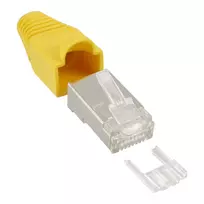 InLine RJ45 8P8C ekranuota jungtis su laidų siūlu ir apsauga nuo lenkimo, geltona (10 vnt.)