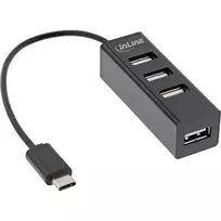 InLine USB 2.0 4 prievadų šakotuvas, USB-C kištukas į 4x USB-A lizdus, kabelis 15 cm