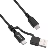 InLine 2-in-1 USB-C laidas su USB-A adapteriu, USB 2.0, 100W, TPE, juodas, 1m