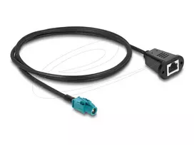 Koaksialinis kabelis DELOCK 90700 — 1 m, HSD Z į RJ-45, juodas/mėlynas