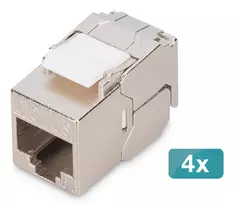 Digitus CAT 6A kompaktiškas ekranuotas kištukinis modulis, montavimas be įrankių, 4 vnt.
