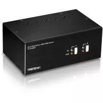 KVM jungiklis Trendnet TK-240DP, 2 prievadai, dviejų monitorių, DisplayPort, 4K UHD, juodas