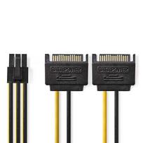 Vidinis maitinimo kabelis Nedis CCGP74205VA015 0,15 m 2 x SATA 15 kontaktų PCI-E 6 kontaktų