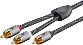 Audio kabelis WENTRONIC Goobay 65300 — 2 m, 2×RCA (kištukas) į RCA (kištukas), varinis, paauksuoti kontaktai, magnetinis ekranavimas