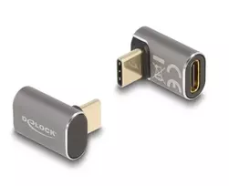 DeLOCK USB-C adapteris 40Gbps USB Type-C PD 3.0 100 W vyriškas į moterišką kampuotas 8K 60 Hz metalinis