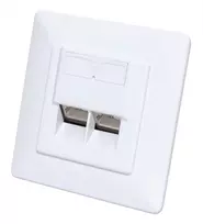 Intellinet 2 prievadų Cat6 10G ekranuota RJ45 sieninė jungtis su dangteliu, STP, signalinė balta RAL9003