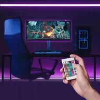 LED juosta Vention PAAWH 2 m USB 5V RGB su IR nuotolinio valdymo pulteliu, 30 šviesos diodų, dvipusė lipni juosta