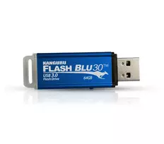 Kanguru FlashBlu30 SuperSpeed USB3.0 64GB |Saugus USB atmintukas| Fizinis rašymo apsaugos jungiklis | Suderinamas su Windows „Ready Boost“
