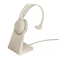 Jabra Evolve2 65 USB-C UC Chrg stand Mono - Smėlinė, belaidė, skirta biurui ir skambučių centrams, 20–20000 Hz, 99,2 g, ausinės, smėlinė