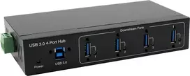USB 3.2 šakotuvas Exsys EX-11224HMVS — 4 prievadų Gen1 su USB kabeliu ir DIN bėgelio komplektu