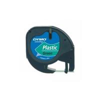 DYMO firminės LetraTag plastikinės etiketės | 12 mm x 4 m ritinys | Juodas tekstas ant žalių etikečių | Universalios lipnios etiketės LetraTag etikečių spausdintuvams