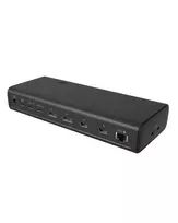 ICY BOX DockingStation 17-in-1, šešios vaizdo išvestys, laidinis, USB 3.2 Gen 2 (3.1 Gen 2) Type-C, 140 W, 3,5 mm, 10,100,1000,2500Mbit/s, juoda
