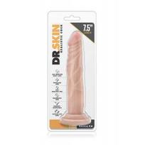 Realistiškas dildo Blush Dr. Skin Basic 7.5 – su siurbtuku, minkšto PVC, suderinamas su diržais