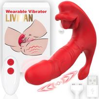 Dėvimas klitorio, G taško ir analinis vibratorius LIVMAN USK-CD08-R su 9 vibracijos, 9 teleskopiniais ir lenkimo režimais, pultu