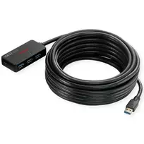 ROLINE USB 3.2 Gen 1 4 prievadų USB šakotuvas su kartotuvu 10 m juodas