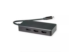 VALUE 12.99.1031 vaizdo kabelio adapteris USB Type-C 3 x HDMI, 0,19 m, juodas