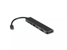 VALUE 12.99.1136 Laptop Dock USB 3.2 Gen 2 Type-C laidinis juodai pilkas