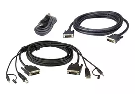 ATEN DVI-D dvigubas ryšys dviejų ekranų Secure KVM kabelių rinkinys; 1,8 m USB DVI-D dvigubas ryšys dviejų ekranų