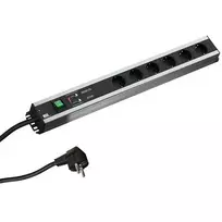 Bachmann 300.012 PDU Basic maitinimo skirstytuvas, 6 AC lizdų, 2U, 2 m kabelis, juoda/pilka