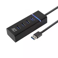 ACT AC6300 USB 3.2 Gen 1 4 prievadų USB Type-A šakotuvas, 5000Mbit/s, juodas