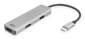ACT USB-C 4K kelių prievadų adapteris 2 HDMI monitoriams, USB-A duomenų prievadas