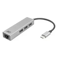 USB-C Hub ACT AC7055 3x USB-A Gigabit Ethernet