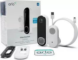Vaizdo durų skambutis Arlo Essential 2K Chime 180° matymo laukas Laidinis Belaidis