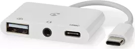 Nedis CCGB64790WT01 nešiojamojo kompiuterio docking stotelė ir prievadų replikatorius, laidinis, USB 2.0 Type-C, balta (CCGB64790WT01)