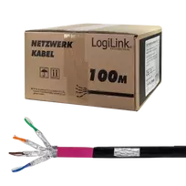 Logilink Professional - riedmeninis kabelis - 100 m - S/FTP - Cat.7 - be halogenų, lauko, Gigabit Ethernet palaikymas, tiesioginis įkasimas - juoda (CPV0082)