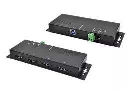 EXSYS EX-1183HMVS-2 USB 3.2 Gen 1 šakotuvas su Type-B jungtimi, 4x USB-A, 5000Mbit/s, juodas