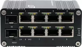 Valdomas Gigabit jungiklis Exsys EX-62035M-SFP — 8 Gigabit RJ45 + 2 SFP prievadai, žiniatinklio valdymas