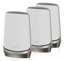 NETGEAR Orbi RBKE963 AXE11000 WiFi 6E tinklo sistema, keturių juostų (2,4 GHz / 5 GHz-1 / 5 GHz-2 / 6 GHz), Wi-Fi 6 (802.11ax), pilka/balta, 16 vidinių antenų
