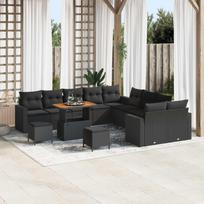 Garden Sofa Set with Cushions 17 pcs Black Poly Rattan