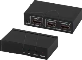 ShiverPeaks SHVP 05-03002 HDMI šakotuvas 1x HDMI į 2x HDMI, 4K2K, 3D, juodas, metalinis