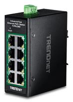 Nevaldomas Fast Ethernet PoE+ jungiklis TRENDnet TI-PELC80 — 8x 10/100Mbps RJ-45, IEEE 802.3af/at, 48–56 V DC, montuojamas ant sienos