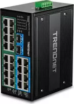 TRENDnet pramoninis jungiklis 26 prievadų Gbit PoE+ metalinis DIN bėgelis (TI-PG262)