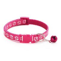 Cute Paw Print Cat Collar with Bell Adjustable Pet Neck Collar for Kitten Puppy Small Dog Pet Accessories rožinė raudona spalva