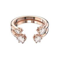 Swarovski Constella sparkling rhinestone-encrusted open stackable two-piece set of rings for women rose gold 52 auksas