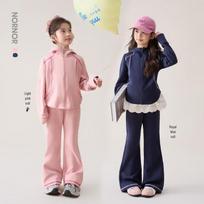 LUSON Girls' Korean Style Casual Hooded Two-Piece Set 130 safyro mėlyna spalva