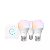 Philips Hue White and colour ambience Essential išmanusis apšvietimo rinkinys — 3× E27 išmaniosios lemputės, 806 lm, 8 W, Bluetooth/Zigbee