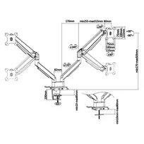InLine stalo laikiklis su pakėlimu ir USB/Audio, 2 monitoriams iki 81 cm (32 col.) 9 kg, sidabrinis