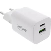 InLine USB maitinimo adapteris, įkroviklis USB-A + USB-C, 33W, PD + QC, baltas
