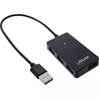 InLine USB 2.0 4 prievadų šakotuvas, A tipo kištukas į 4x A tipo lizdus, juodas, 30 cm