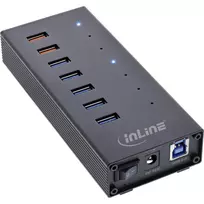 InLine USB 3.2 Gen.1 7 portų USB šakotuvas aliumininiame korpuse su 2,5 A maitinimo šaltiniu, juodas