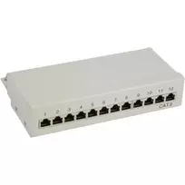 InLine Patch Panel Cat.6 12 prievadų, montuojamas ant stalo / sienos, šviesiai pilka RAL7035